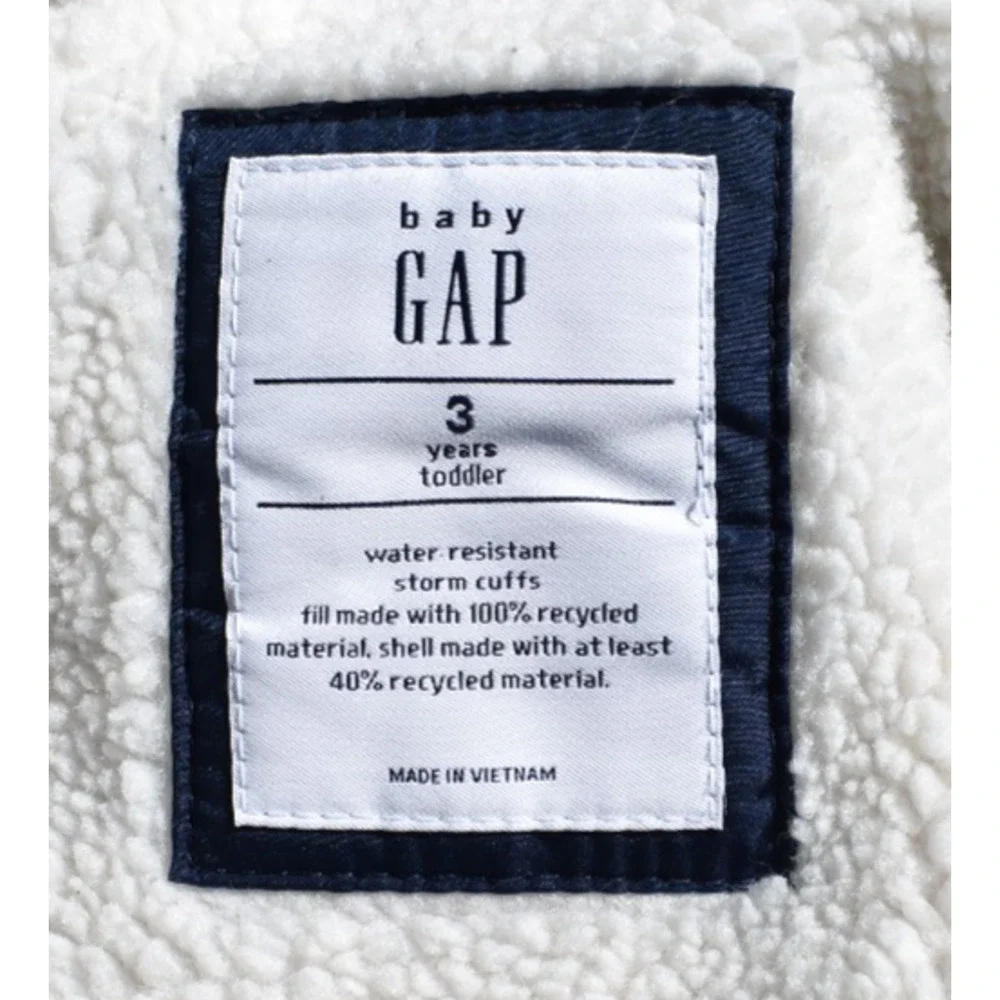 Baby Gap Warmest Jacket - Hooded Fleece Puffer Coat Navy Blue - Toddler 3 Years